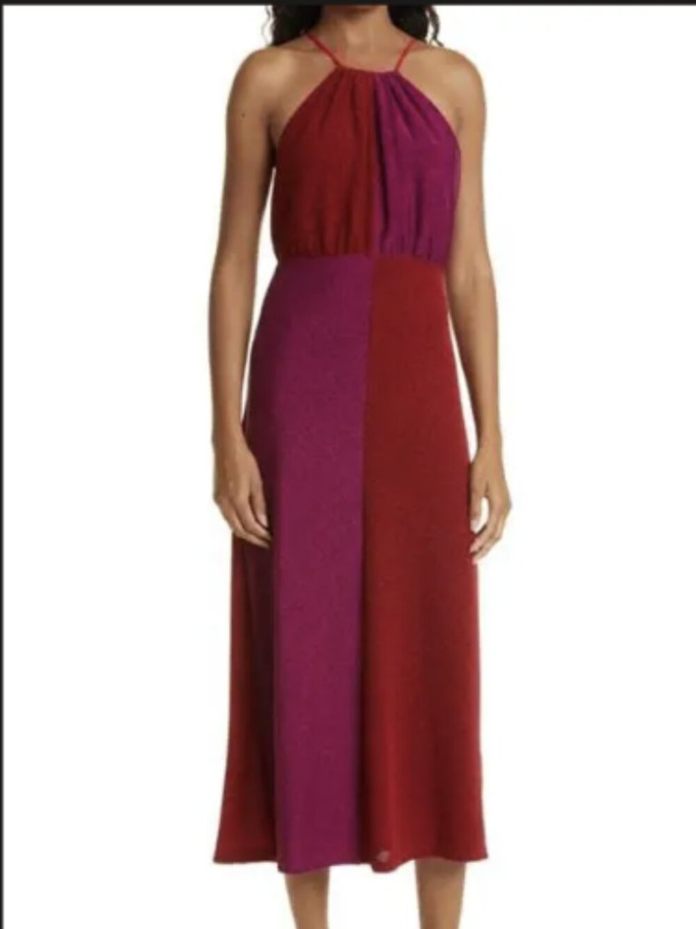Rixo London, Red & Pink Colorblock Sydney Dress, Size 8